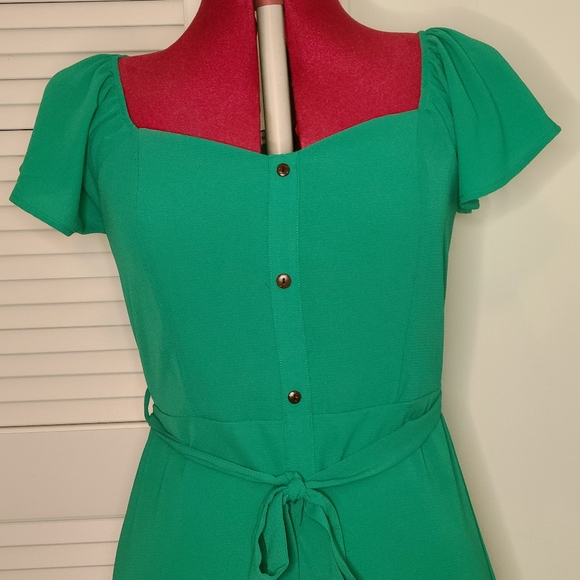 Sophia + Zeke Kelley Green Short Sleeve Dress - Picture 4 of 16